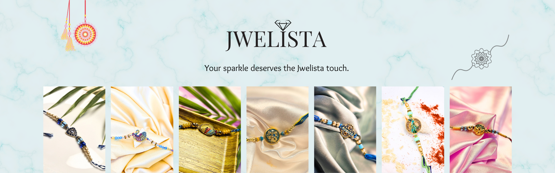 Modern Minimalist Brown and White Business Products Jewelries Photo Collage Facebook Cover (1920 x 600 px)
